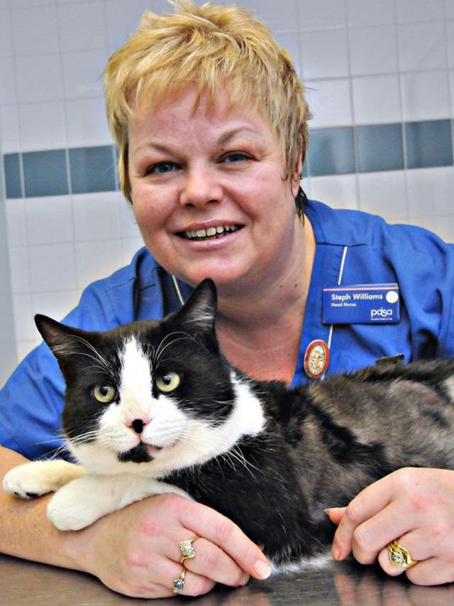Hades with PDSA head nurse Steph Williams