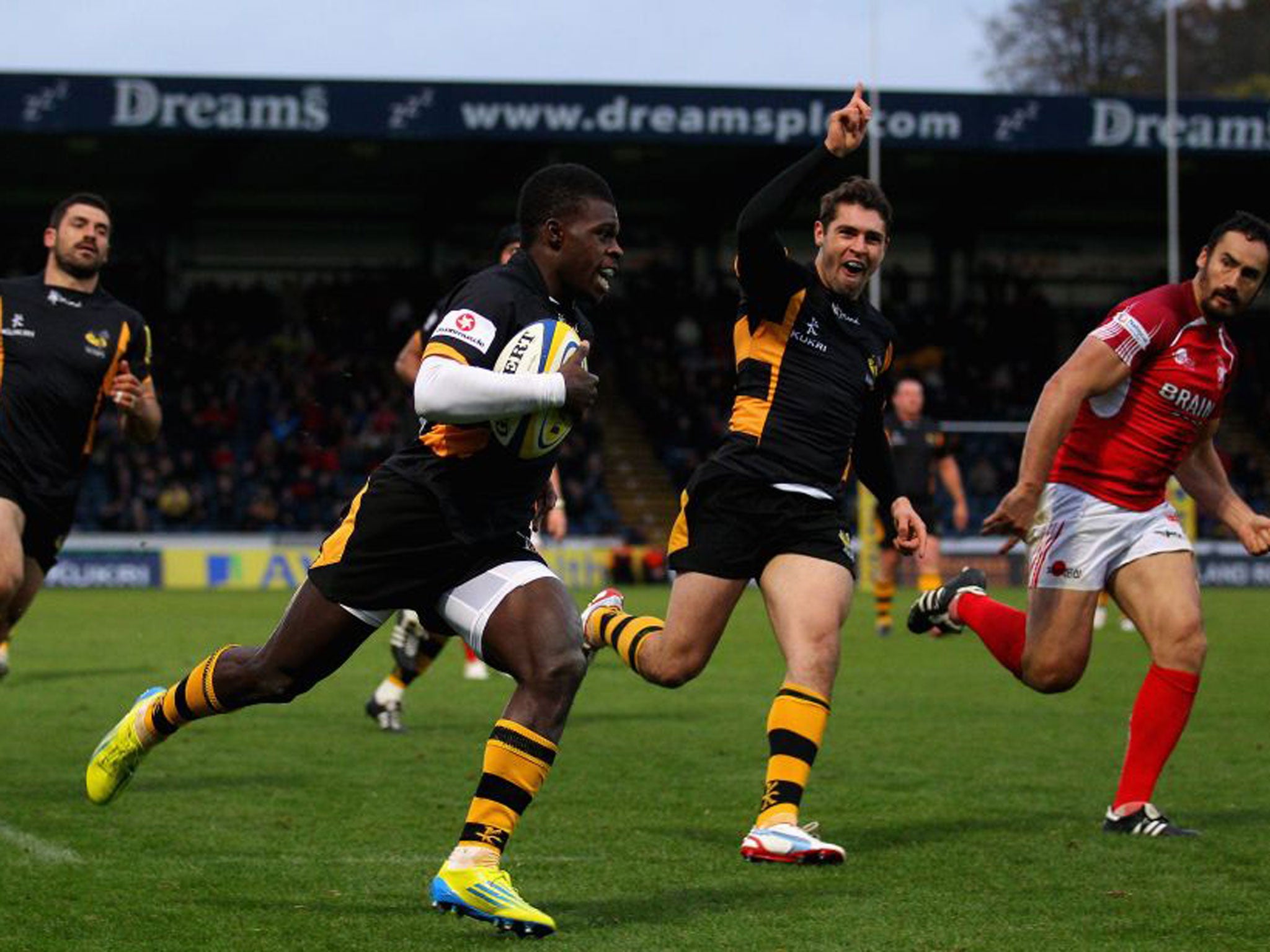 Christian Wade (centre) will provide pace and danger for Wasps