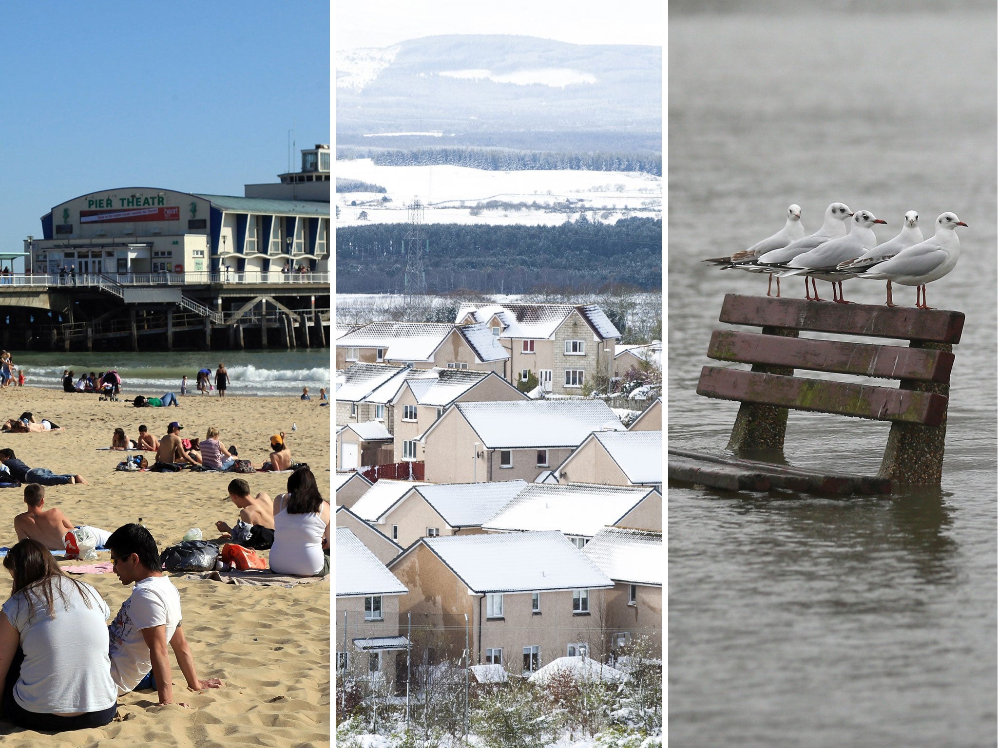Contrary: Heatwave in Bournemouth in March; April snow in Scotland; flash floods in Berkshire
