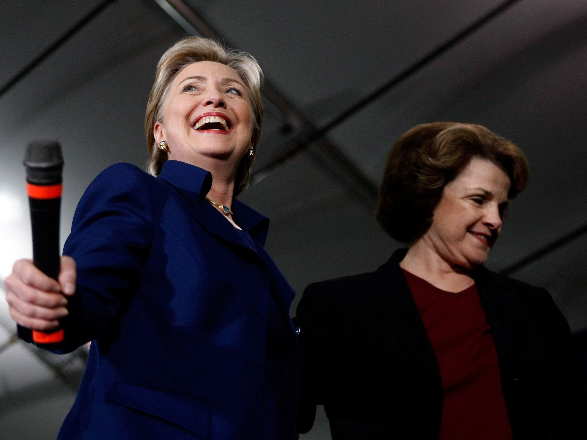 On the rise: Hillary Clinton, left, and Dianne Feinstein, head of the Senate Intelligence Committee