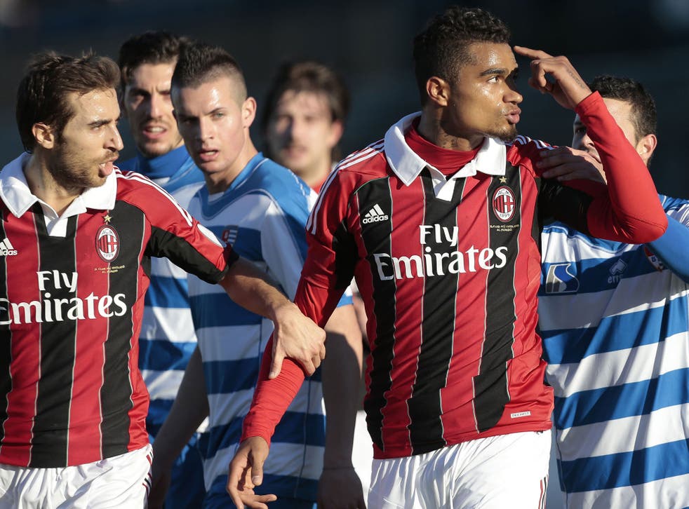 Walk-off part: An angry Kevin-Prince Boateng of Milan (right) leaves the field in response to the racist abuse