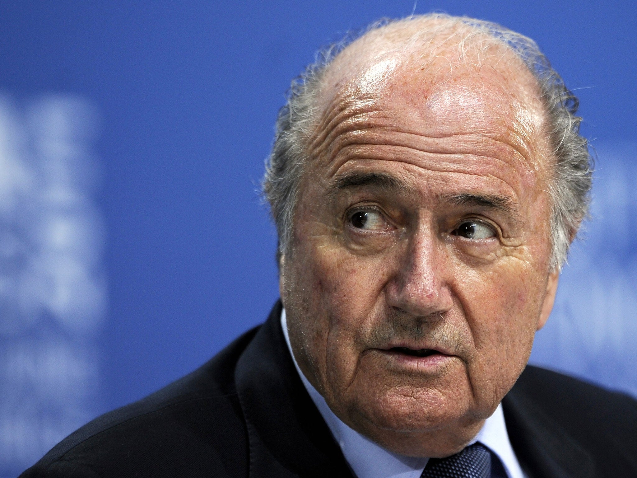 FIFA President Sepp Blatter a press conference