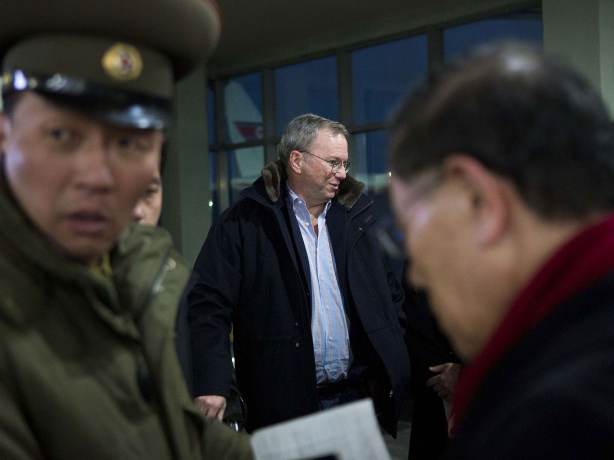 The Google chairman Eric Schmidt arrived in North Korea yesterday saying he wanted a first-hand look at the country’s economy and media