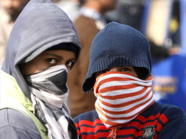 Kashmiri boys at a demonstration in Srinagar yesterday