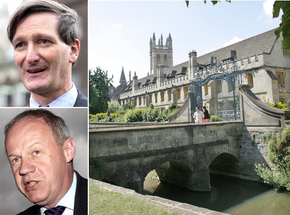 Dominic Grieve (top left); Damian Green; Magdalen College, Oxford, where the alleged incident took place in 1977