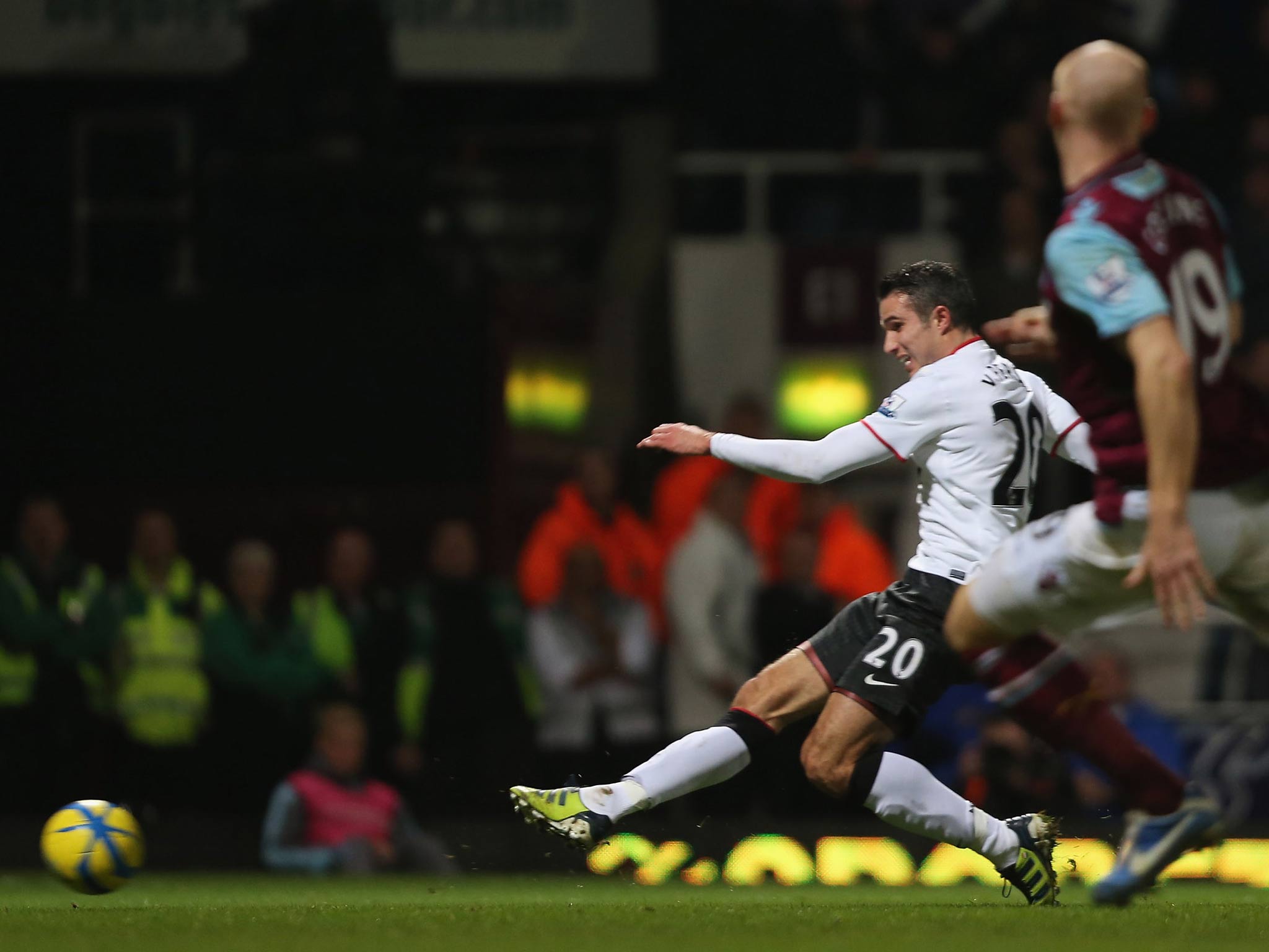 <b>West Ham United 2-2 Manchester United </b><br/>
<b>5 January 2013</b><br/>
<b>FA Cup </b><br/>

Van Persie came off the bench to score a stoppage time equaliser and keep Manchester United's hopes of winning their first FA Cup since 2004 alive. Ferguson