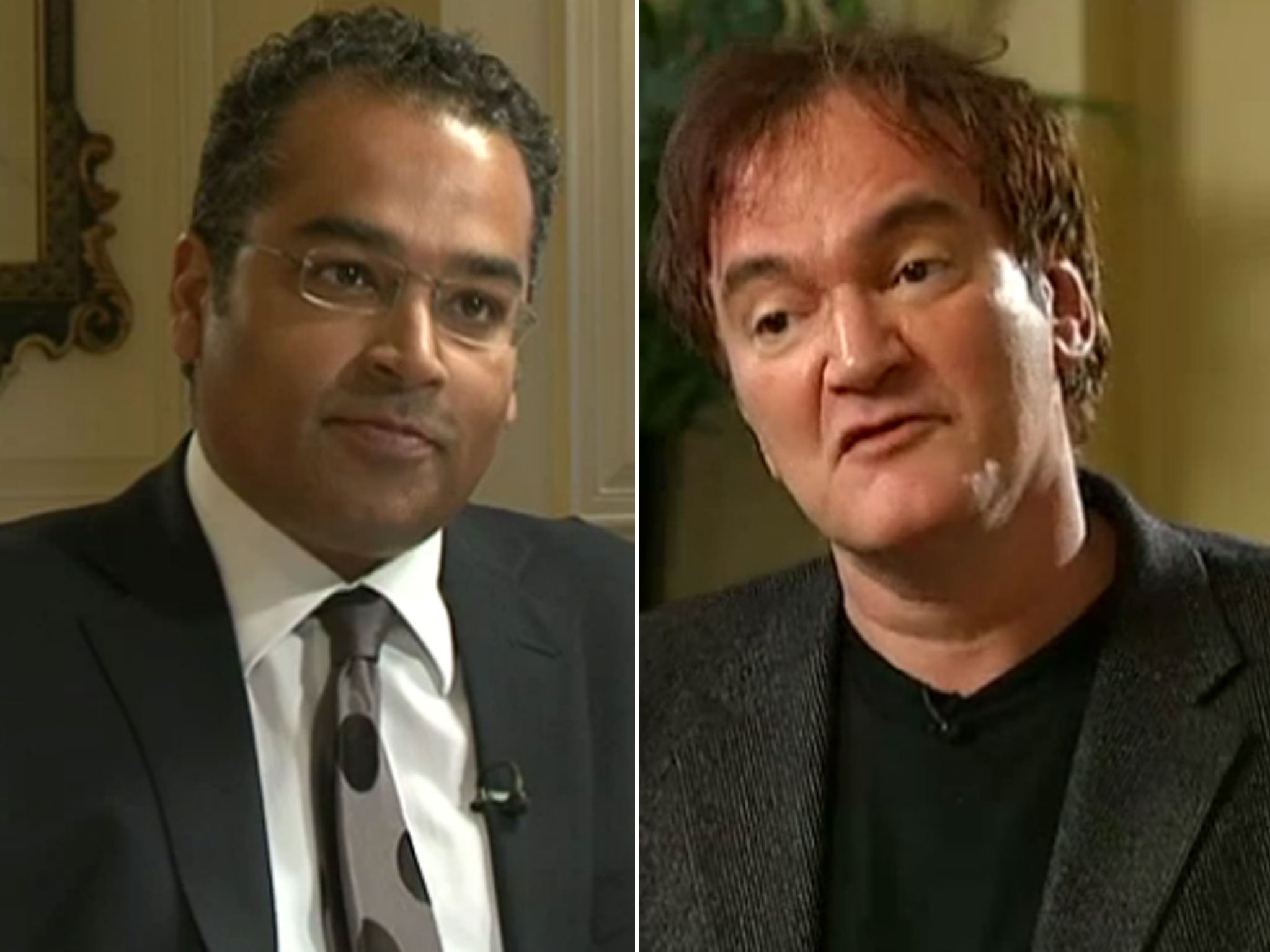 Quentin Tarantino refuses to discuss any link between movie violence and real life violence during a heated interview with Krishnan Guru-Murthy about his latest film Django Unchained