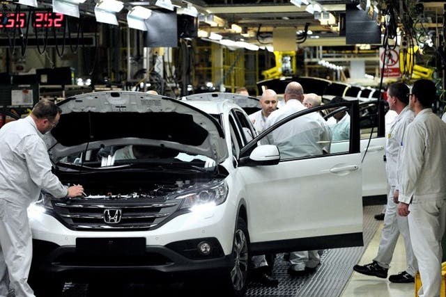 Workers on the Honda CR-V production line at the Honda Plant in Swindon