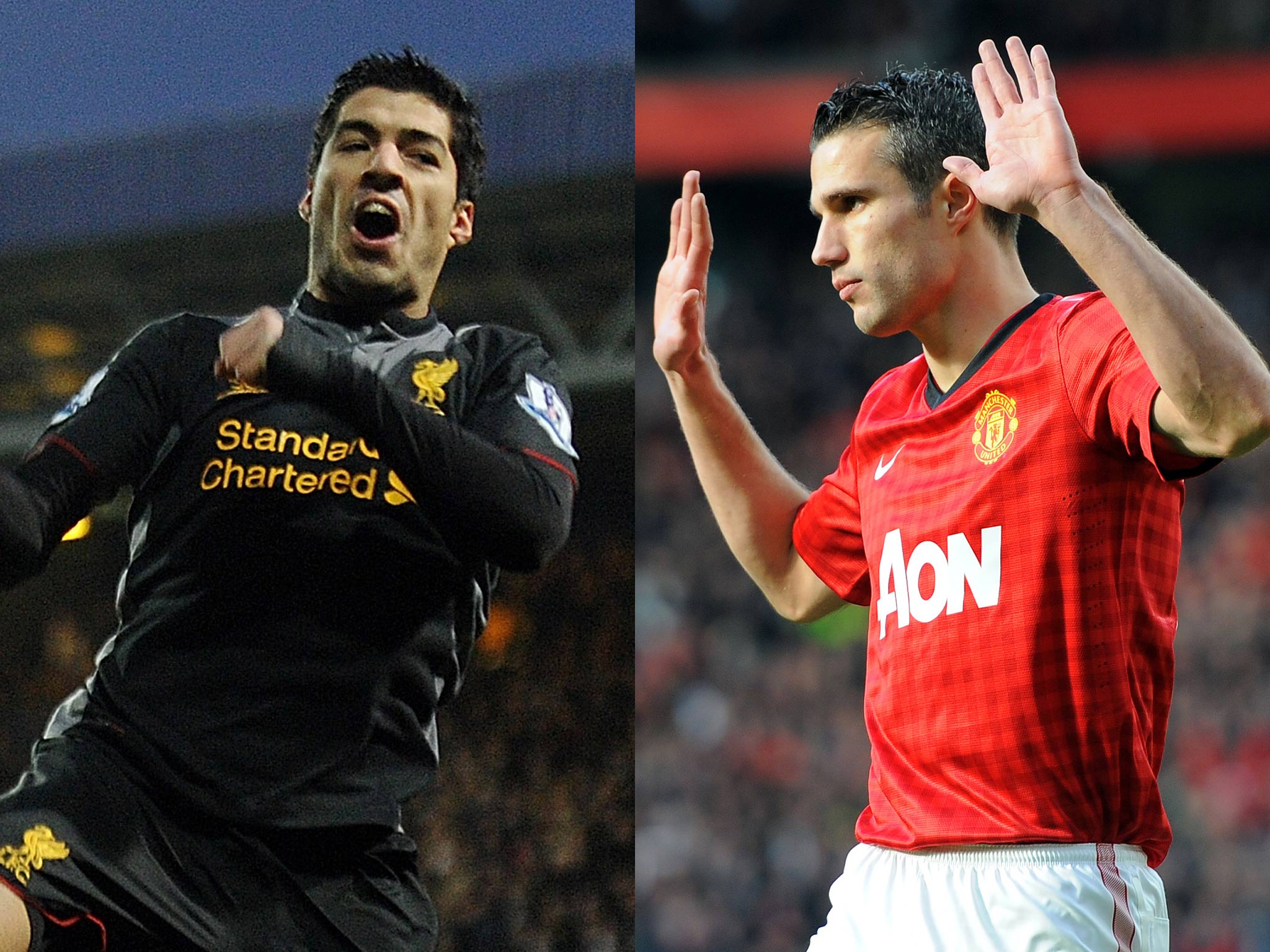 Vital Statistics Age: Robin Van Persie – 29 Luis Suarez – 25 Height: Van Persie – 1.83m Suarez – 1.81m Weight: Van Persie – 71kg Suarez – 81kg International caps: Van Persie – 71 Suarez – 60 International goals: Van Persie – 31 Suarez – 30 Joined club for: Van Persie – £22.5m Suarez – £22.8m Not much separates the two strikers, who both joined their respective clubs for very similar fees, although Suarez’s 30 goals in 60 games for Uruguay is a little better than Van Persie’s 31 in 71 games.