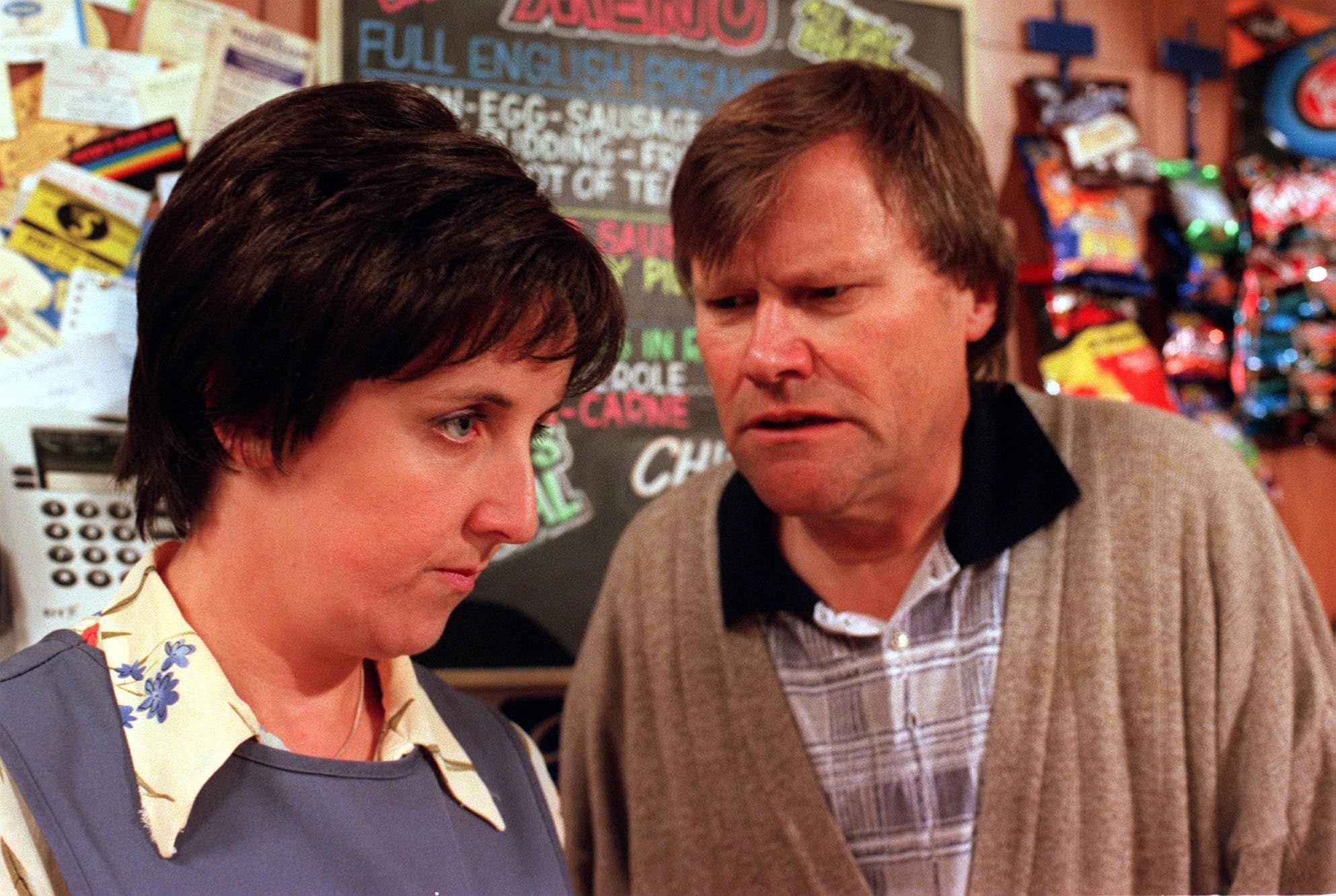Hayley and Roy Cropper in the ITV soap Coronation Street