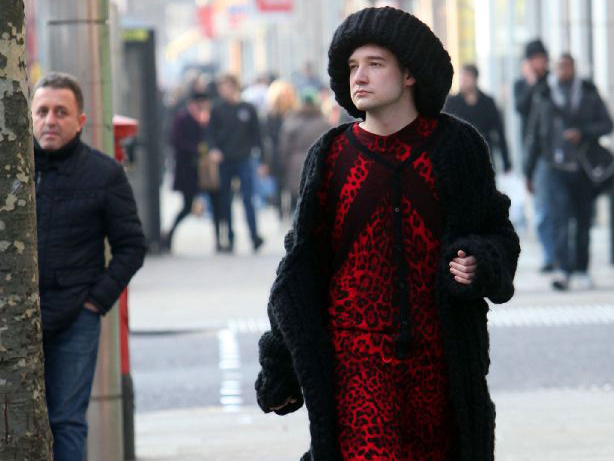Liam O’Brien turns heads sporting an outfit by fashion label Sibling on Kensington High Street