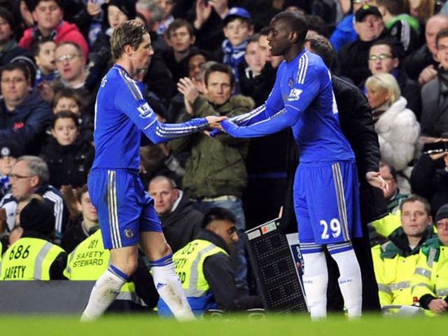 Fernando Torres is replaced by Demba Ba against Swansea