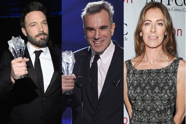 Ben Affleck, Daniel Day-Lewis at this month’s Critics Awards and Zero Dark Thirty director Kathryn Bigelow