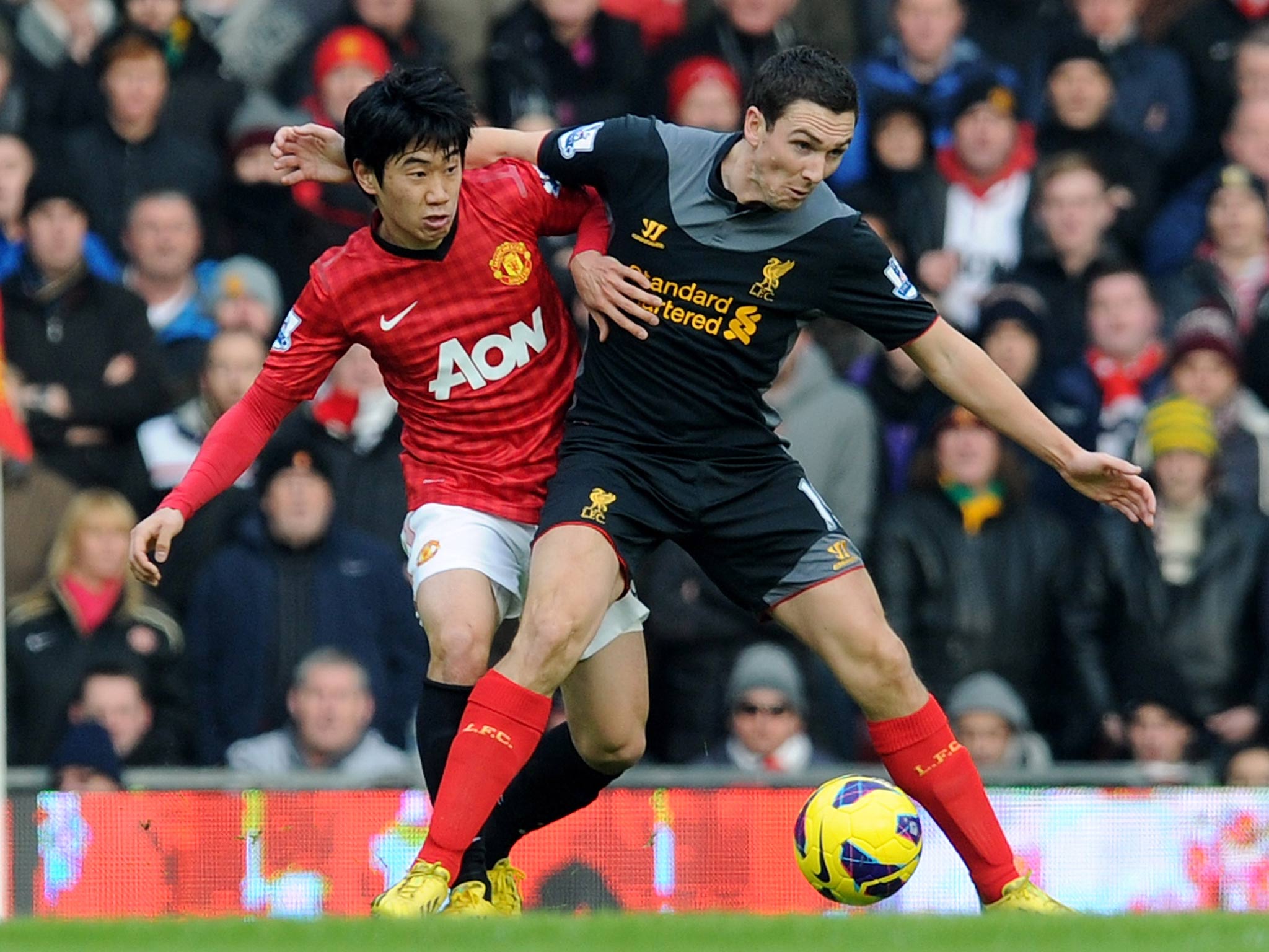 Stewart Downing in action against Manchester United