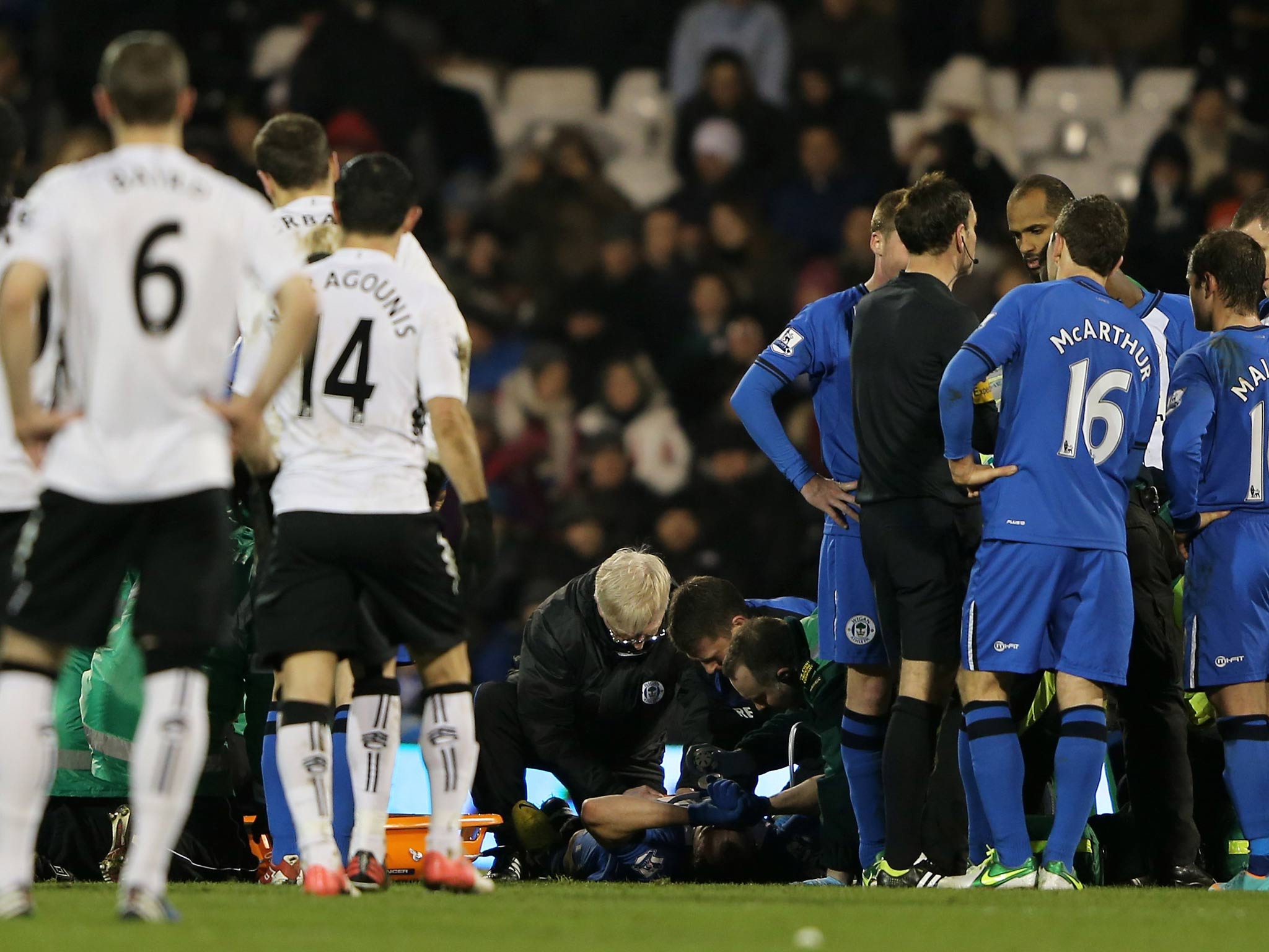 Ivan Ramis receives treatment at Fulham