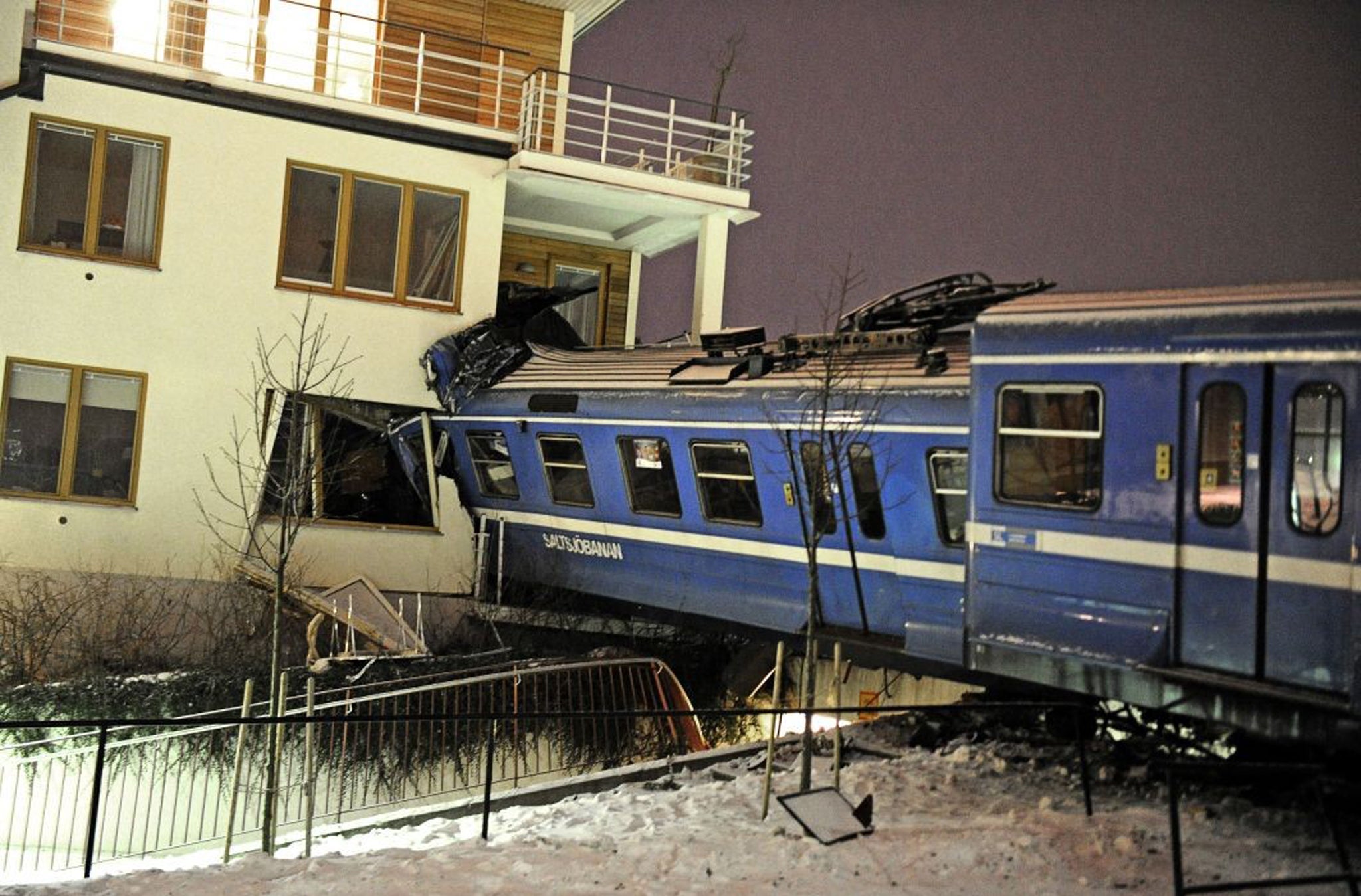 The train careered for about 30 yards and crashed into a three-story building
