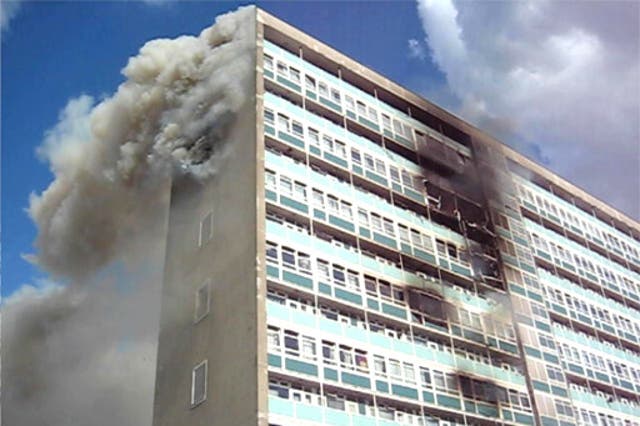 The blaze began when a television caught fire after being left plugged in on the ninth floor
