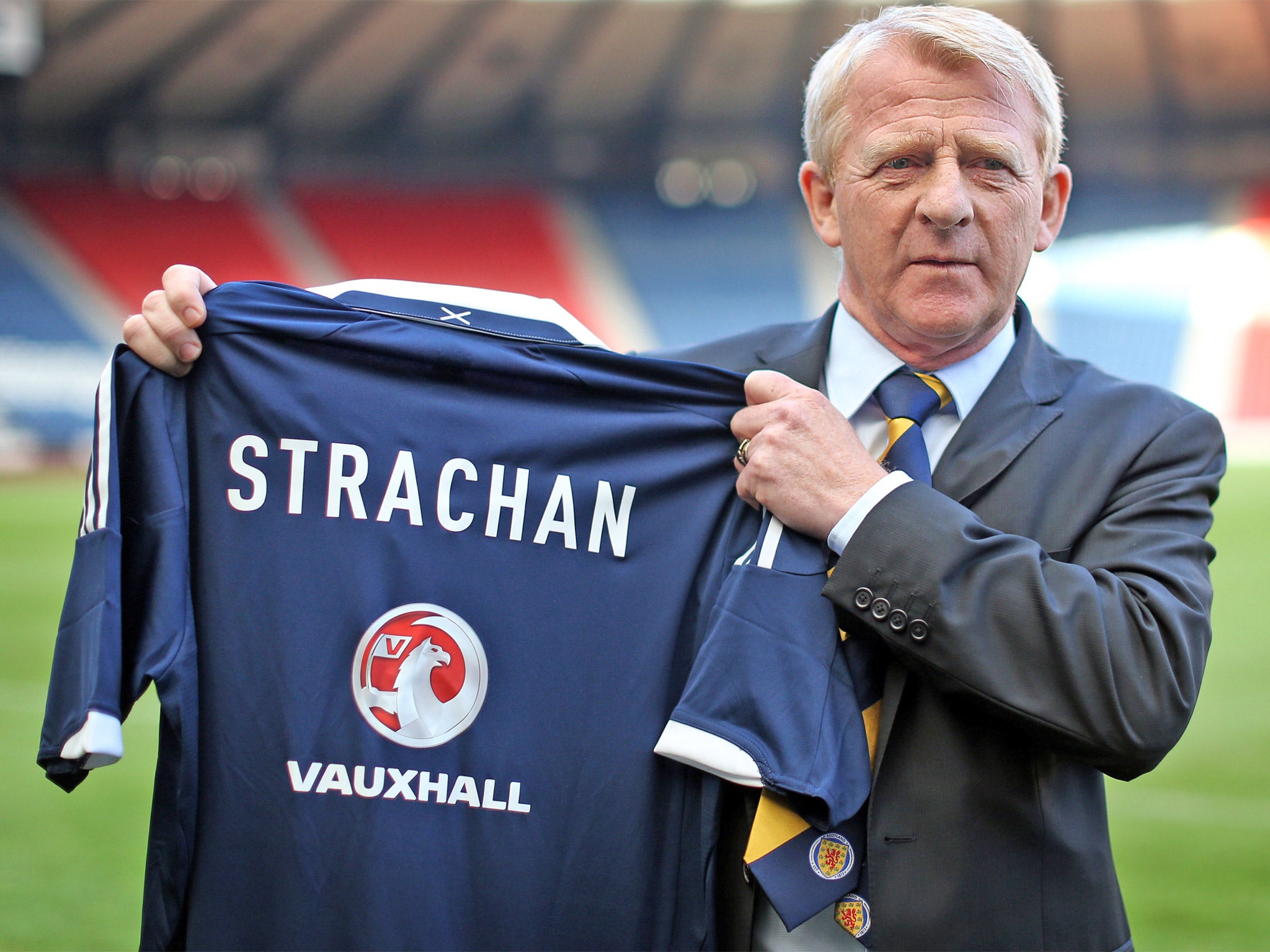 Gordon Strachan is unveiled at Hampden Park