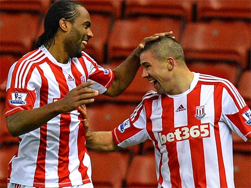 Jonathan Walters, right, managed to find the back of the opposition side's net twice