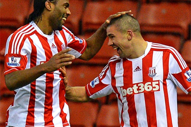 Jonathan Walters, right, managed to find the back of the opposition side's net twice