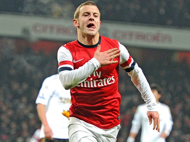 Jack Wilshere celebrates after eventually putting Arsenal ahead