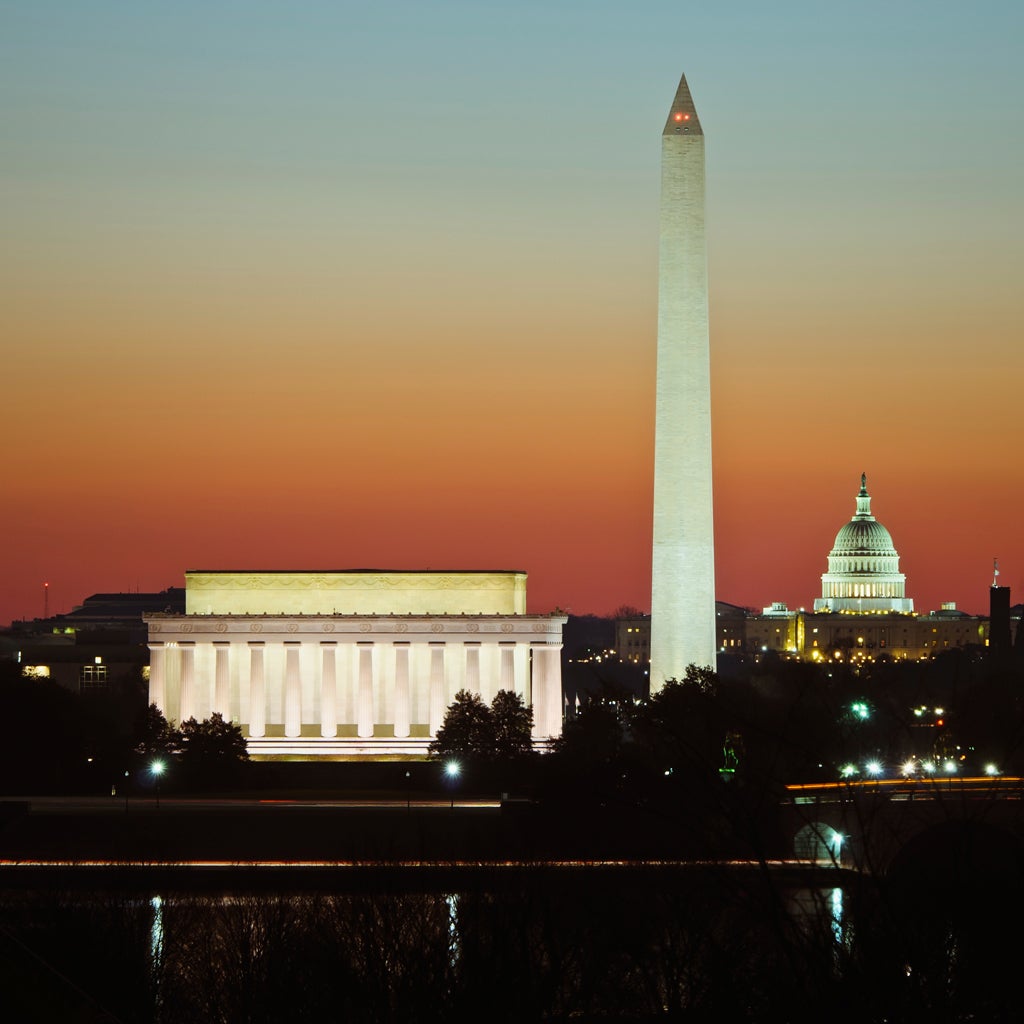 Washington, DC skyline, George Washington Memorial Parkway