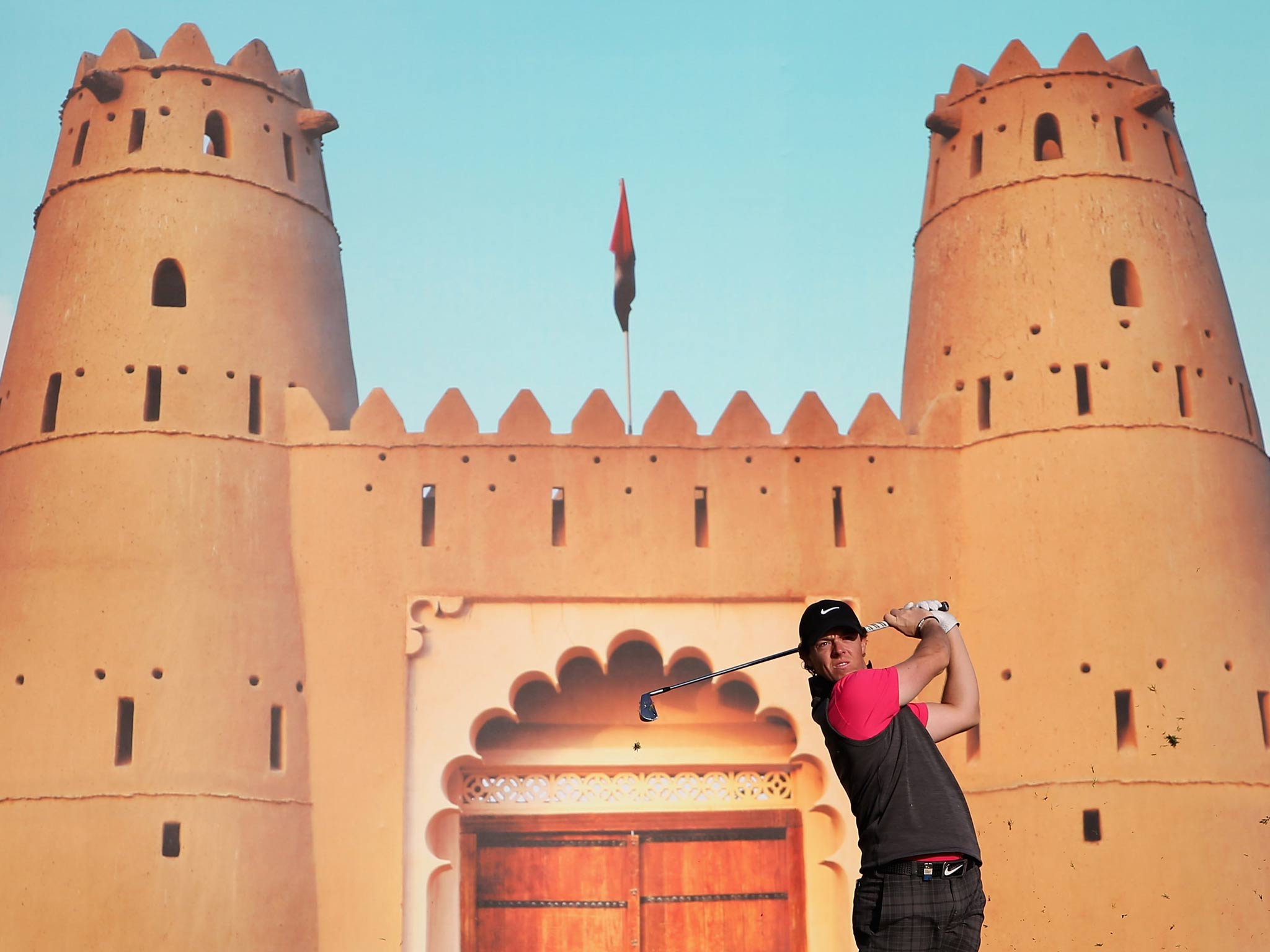 Rory McIlroy in action in Abu Dhabi