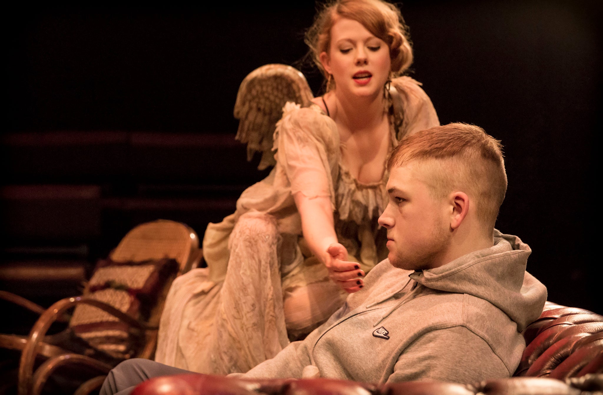 Zoe Boyle (Scout), Taron Egerton (Tommy) in No Quarter by Polly Stenham at the Royal Court