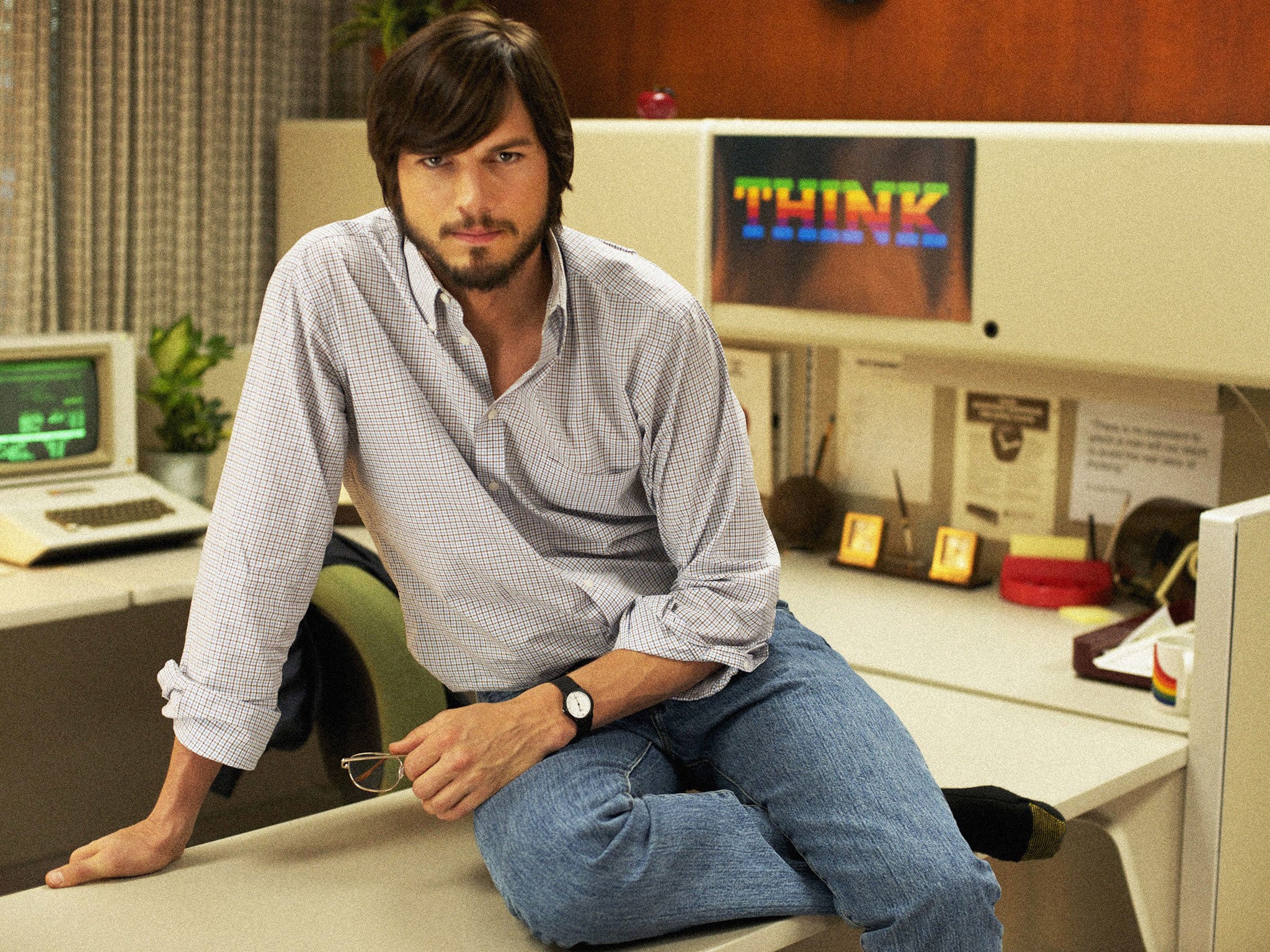 Ashton Kutcher as Steve Jobs in jOBS, which premieres on Saturday
