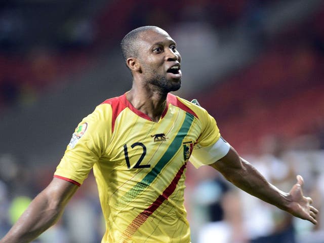 Seydou Keita celebrates Mali’s winner against Niger yesterday