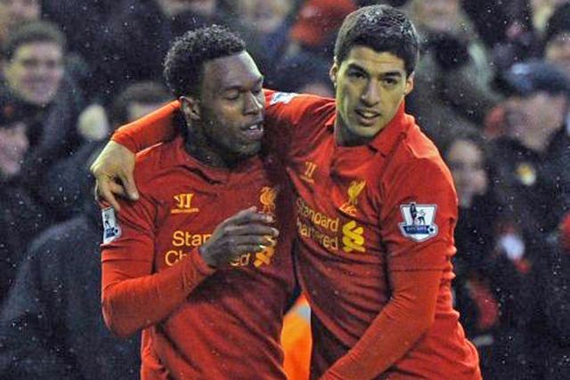 Daniel Sturridge (left) and Luis Suarez started together for the first time on Saturday