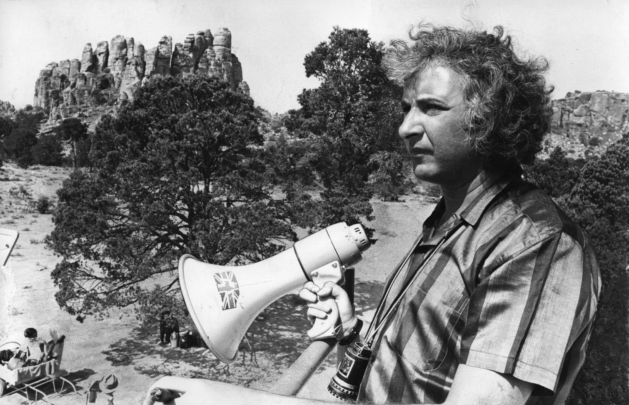 Michael Winner, the British film director on location in Cambridge, directing his first film for four years, 'The Nightcomers', starring Marlon Brando.