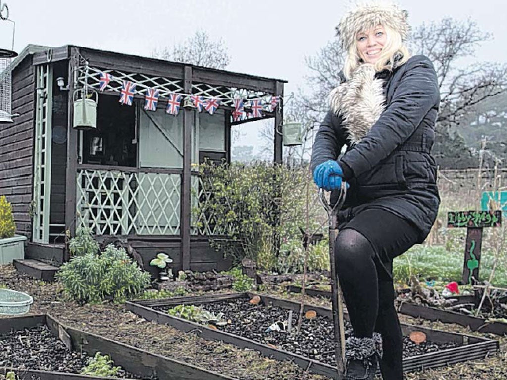Michelle Stacey, who appears in the new BBC documentary ‘Allotment Wars’ at her allotment at Monks Farm, Bexley