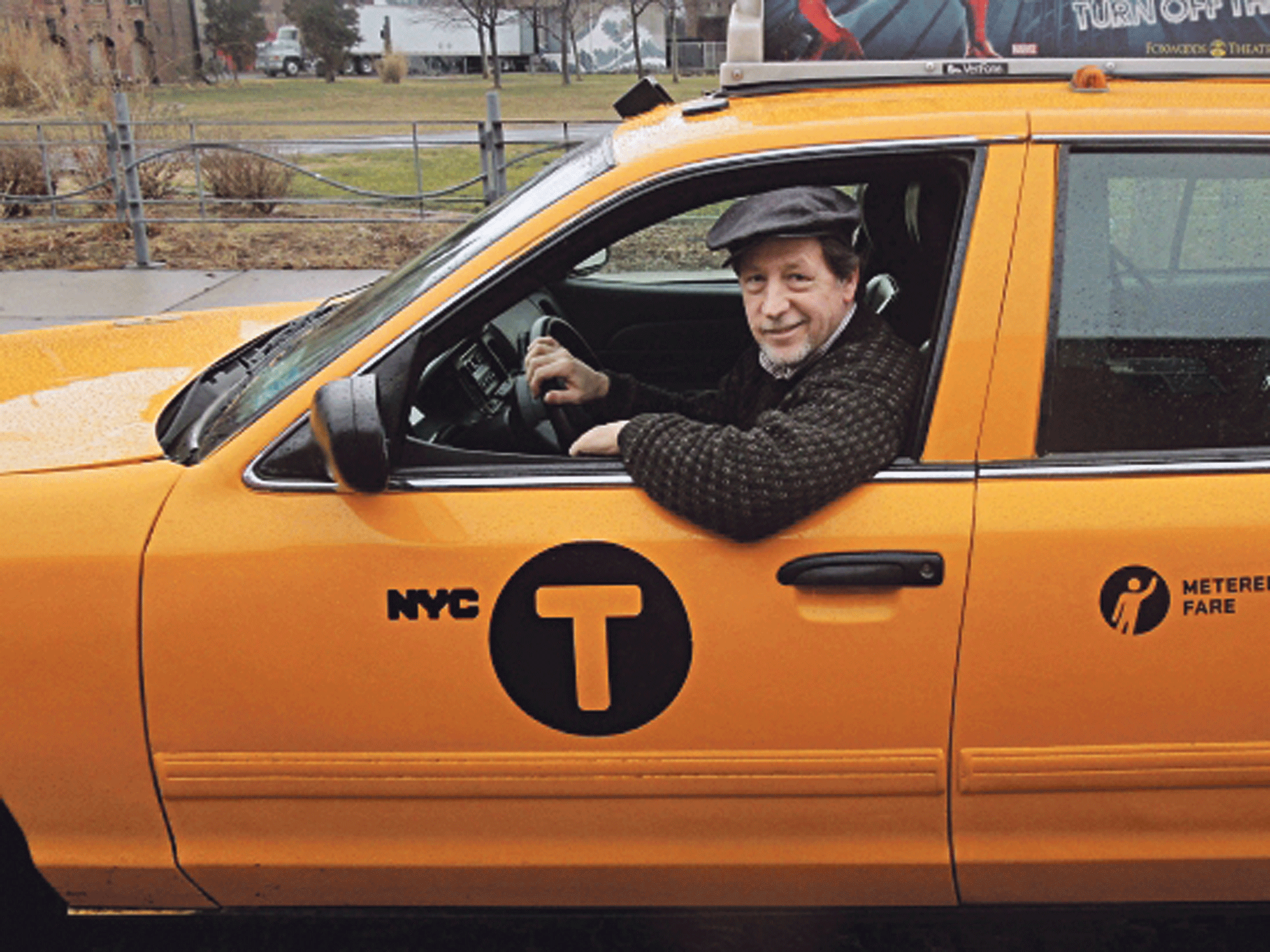 Gene Salomon in his taxi