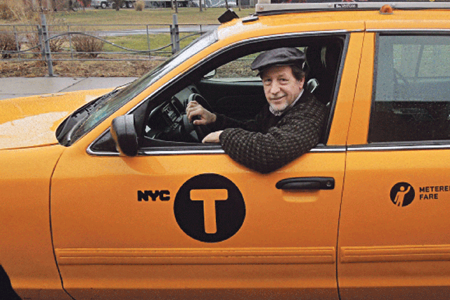 Gene Salomon in his taxi