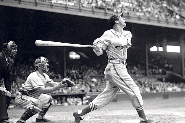 Quiet perfection: Musial at bat for St Louis Cardinals at Philadelphia Phillies in 1946