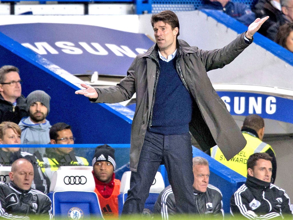 Michael Laudrup during the league fixture at Stamford Bridge earlier in the season