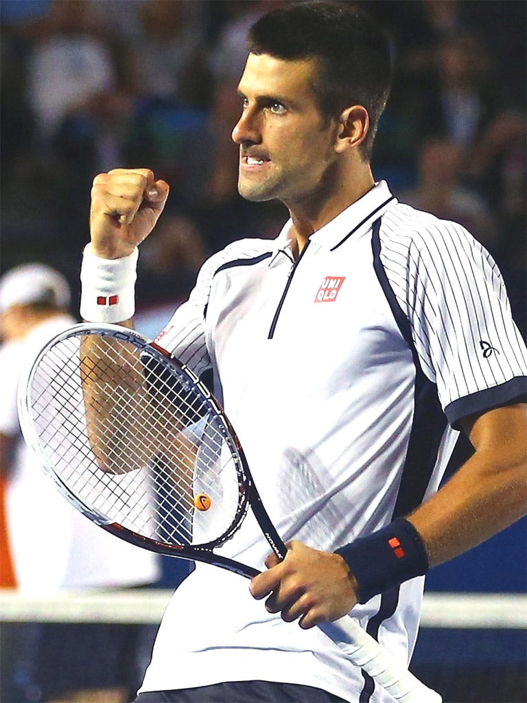Novak Djokovic celebrates his win over Tomas Berdych
