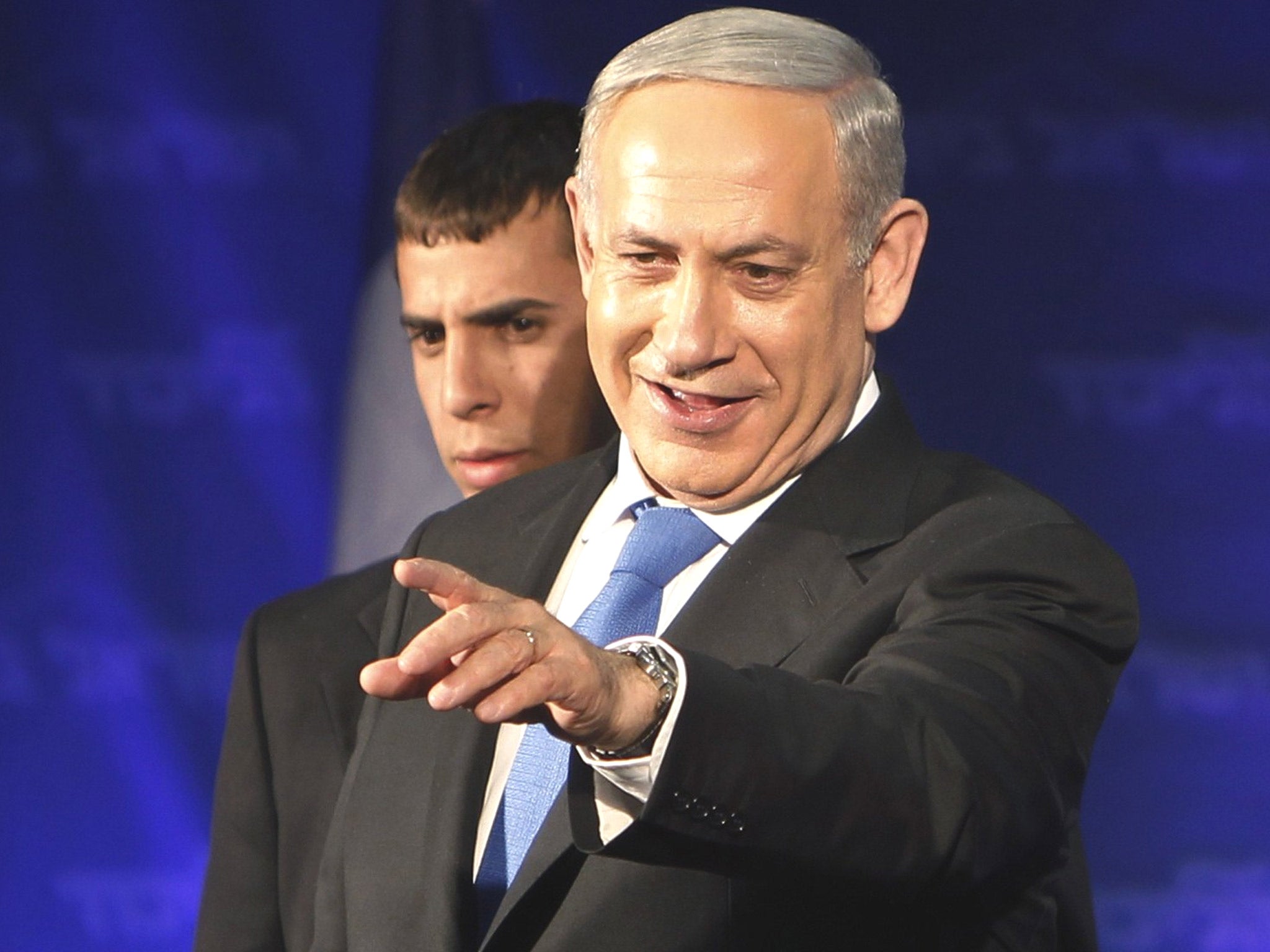 Benjamin Netanyahu celebrates in Tel Aviv on Tuesday night