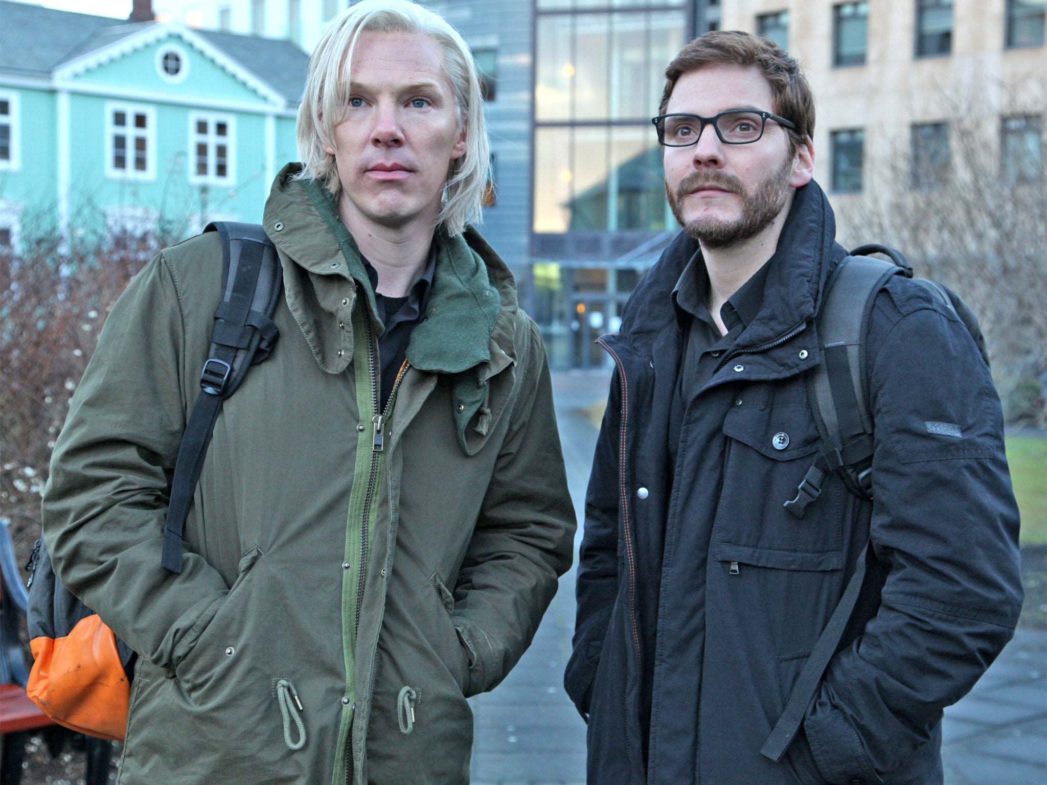 Benedict Cumberbatch (left) as Julian Assange and Daniel Brühl as right-hand man Daniel Domscheit-Berg in 'The Fifth Estate'