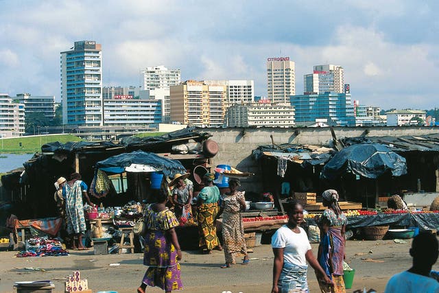 The market in Abidjan, the largest city in Ivory Coast