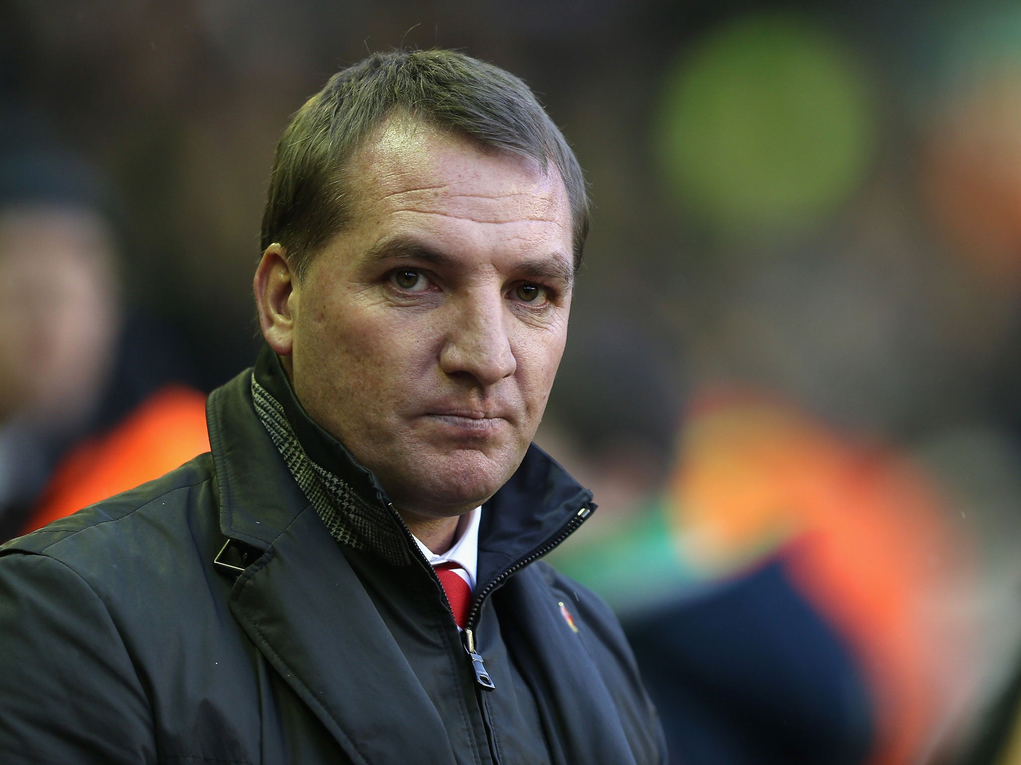 Liverpool Manager Brendan Rodgers looks on