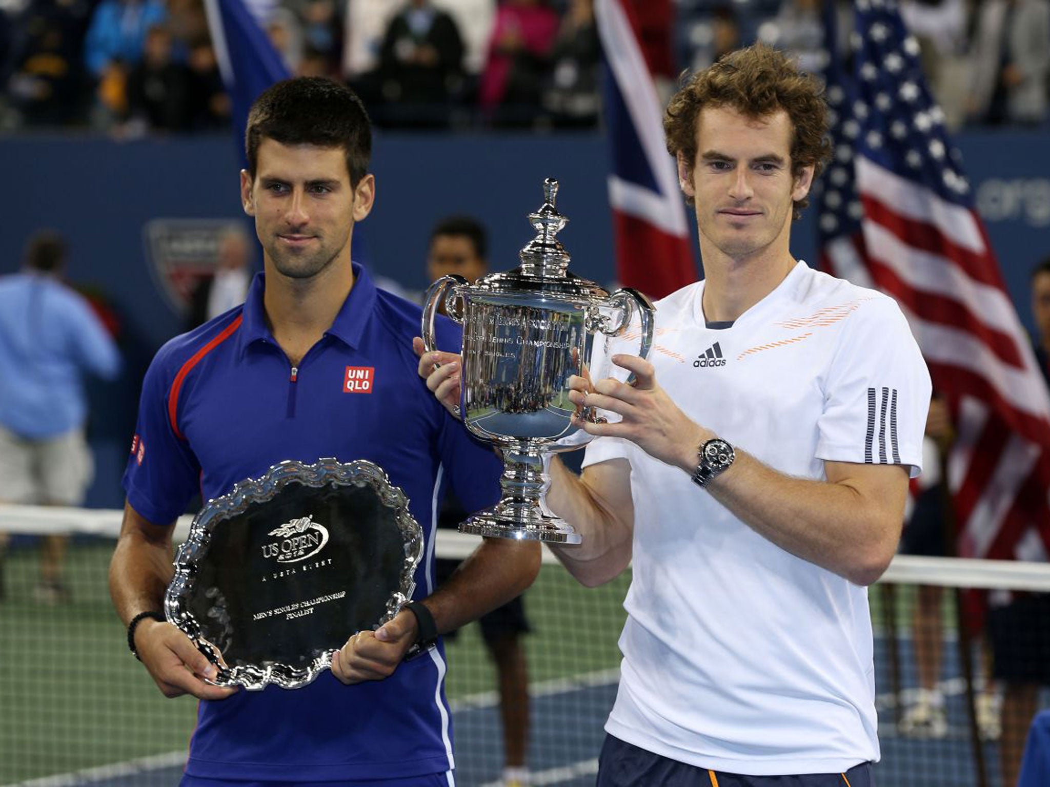 Djokovic and Murray after the latter’s US Open final victory last year