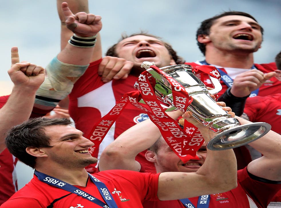 Welsh captain Sam Warburton lifts the Six Nations Trophy at the Millennium Stadium, Cardiff