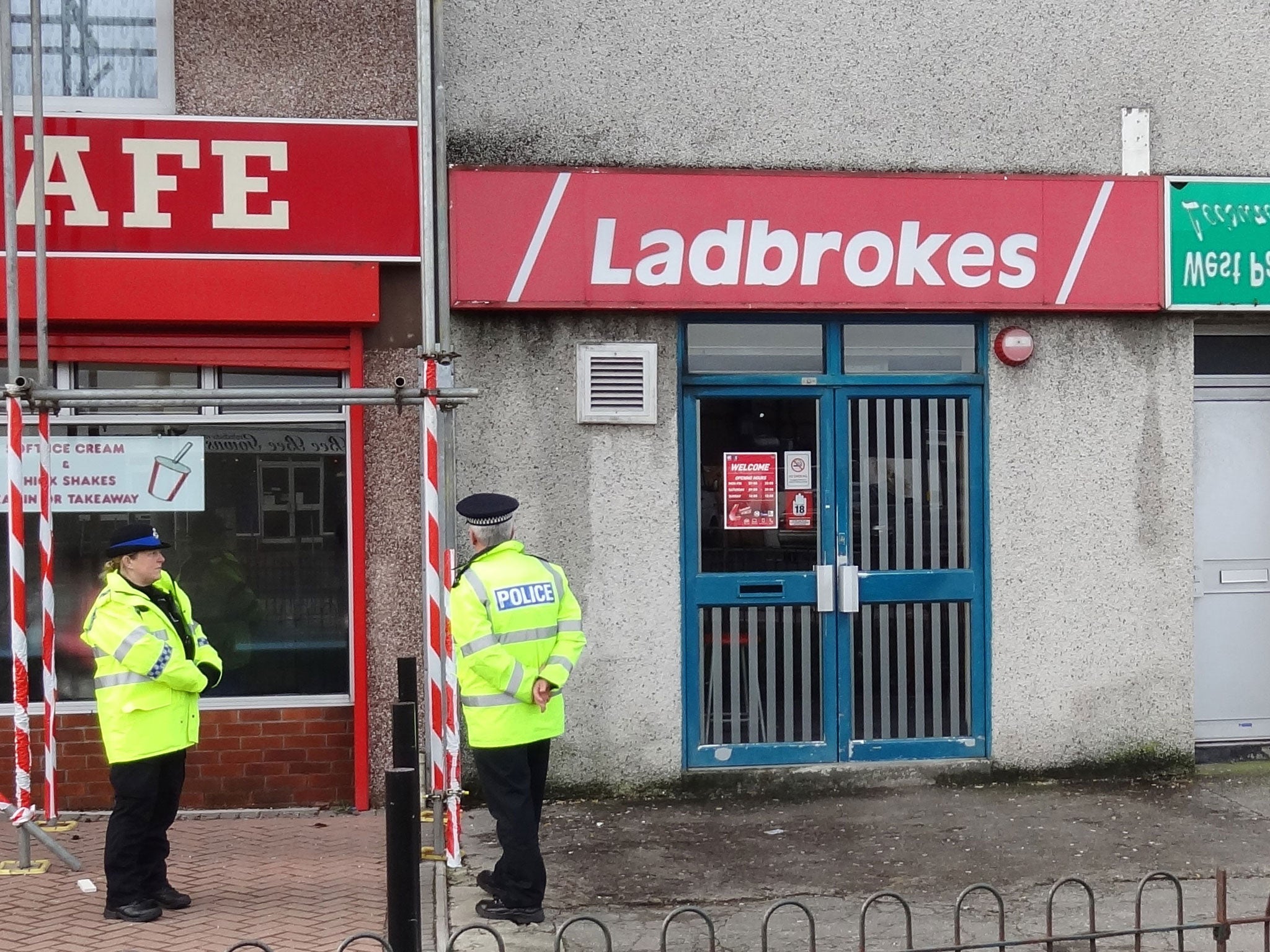 Crime scene: Alan Levers died at a Ladbrokes in Plymouth