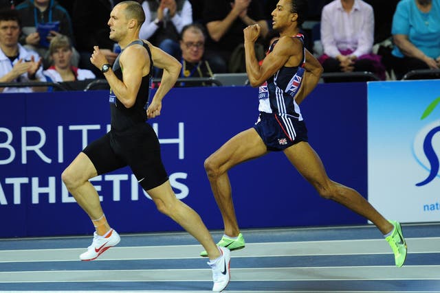 True Brit: Dai Greene leads Andrew Osagie on his way to securing the British record in the 600 metres