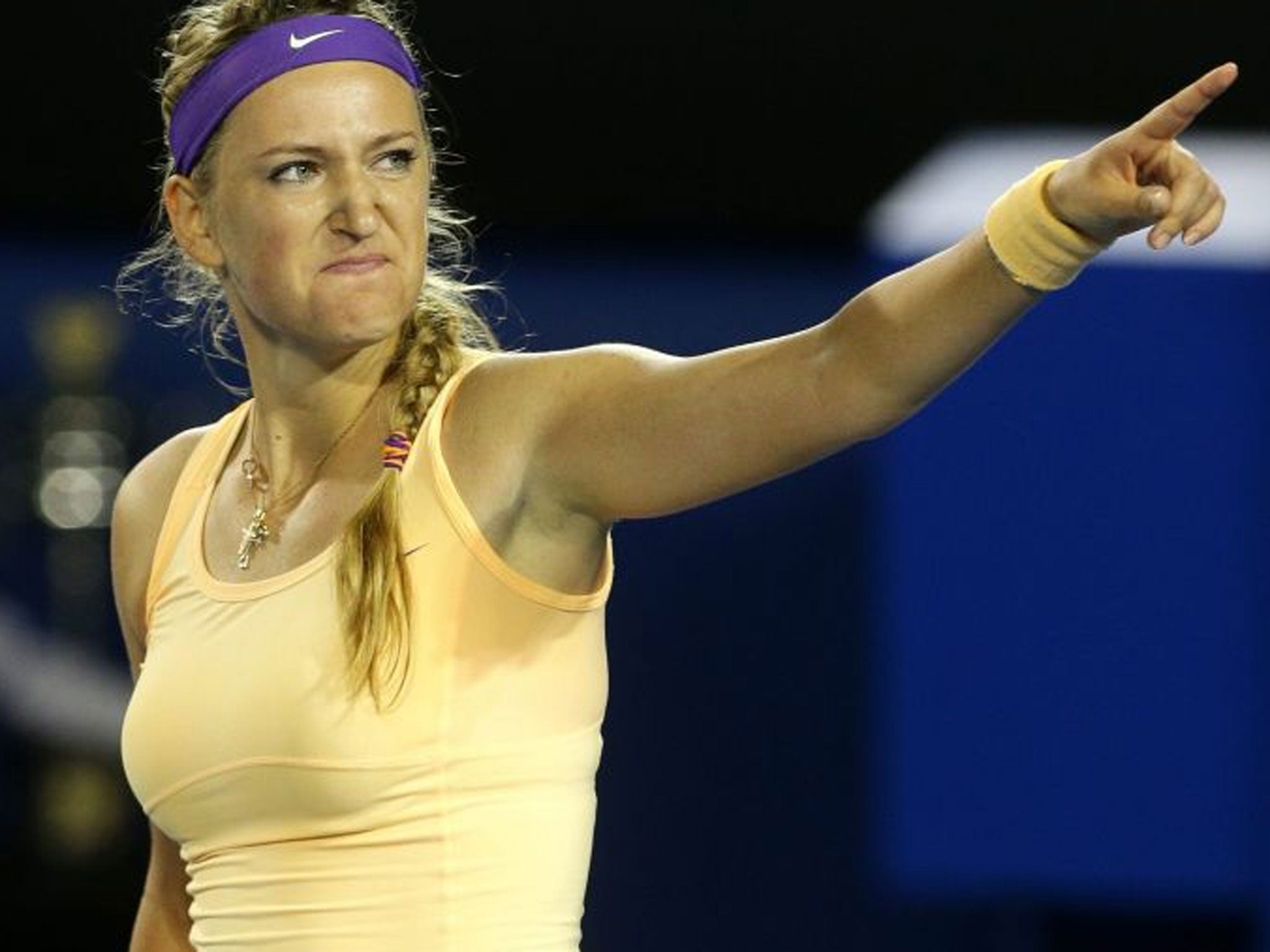 Victoria Azarenka on her way to winning the women’s singles
trophy
