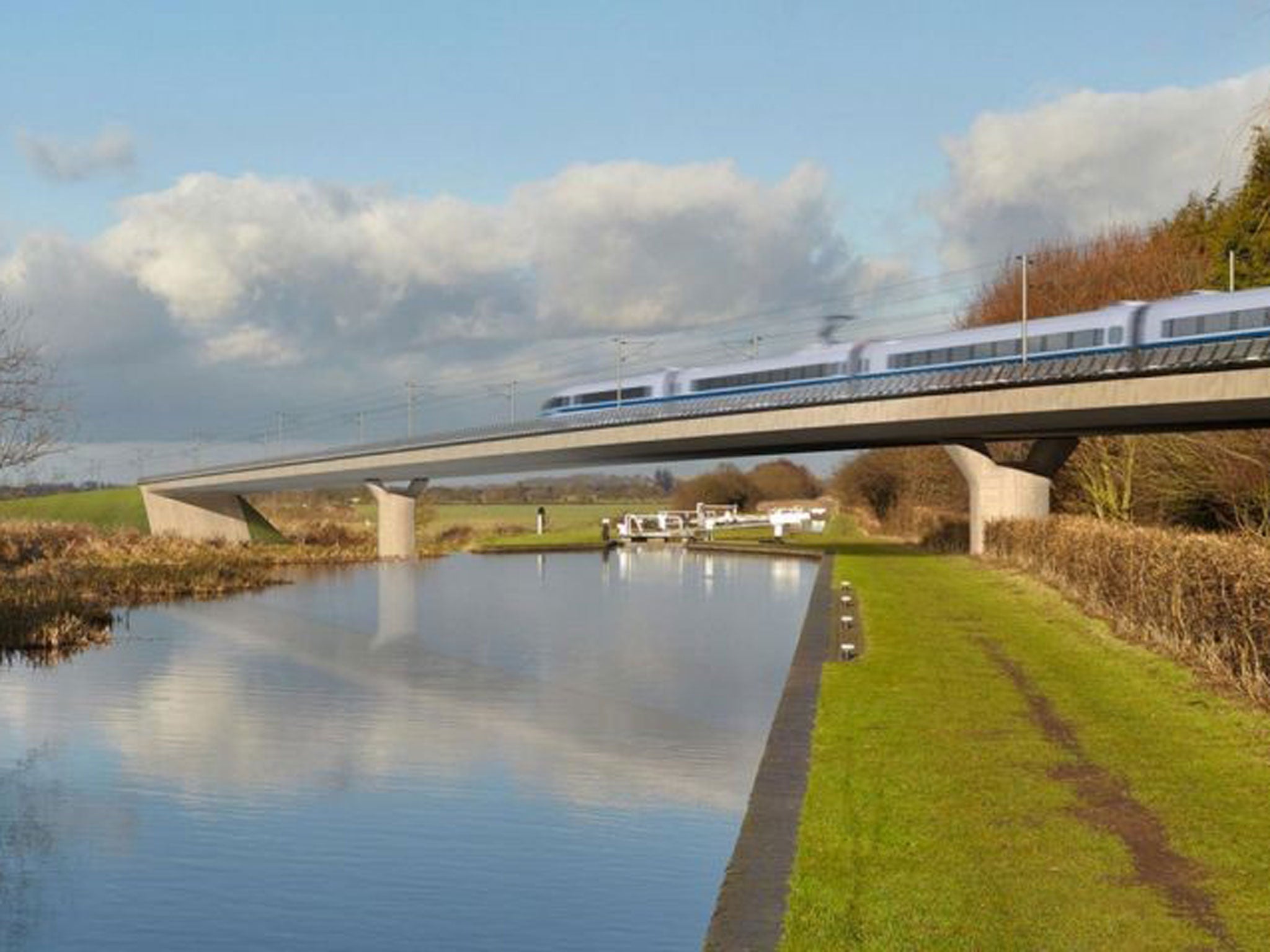 Image issued by HS2 of the Birmingham and Fazeley viaduct, part of the new proposed route for the HS2 high speed rail scheme