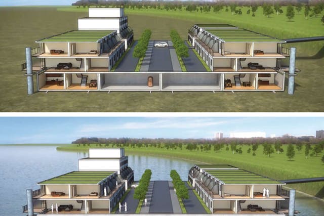 Ingenious solution for floods: floating houses