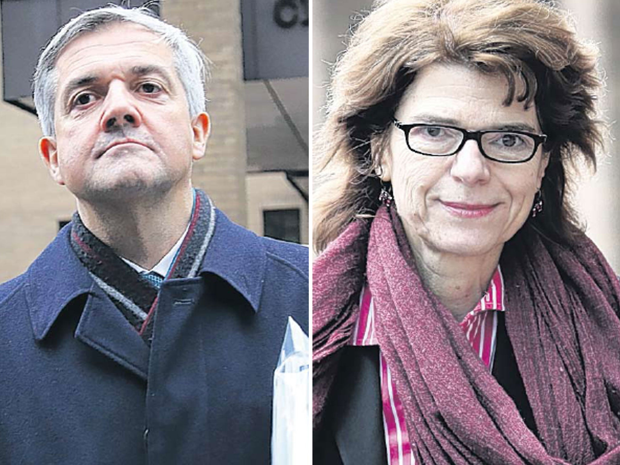 Chris Huhne outside Southwark Crown Court; he was charged alongside his former wife Vicky Pryce
